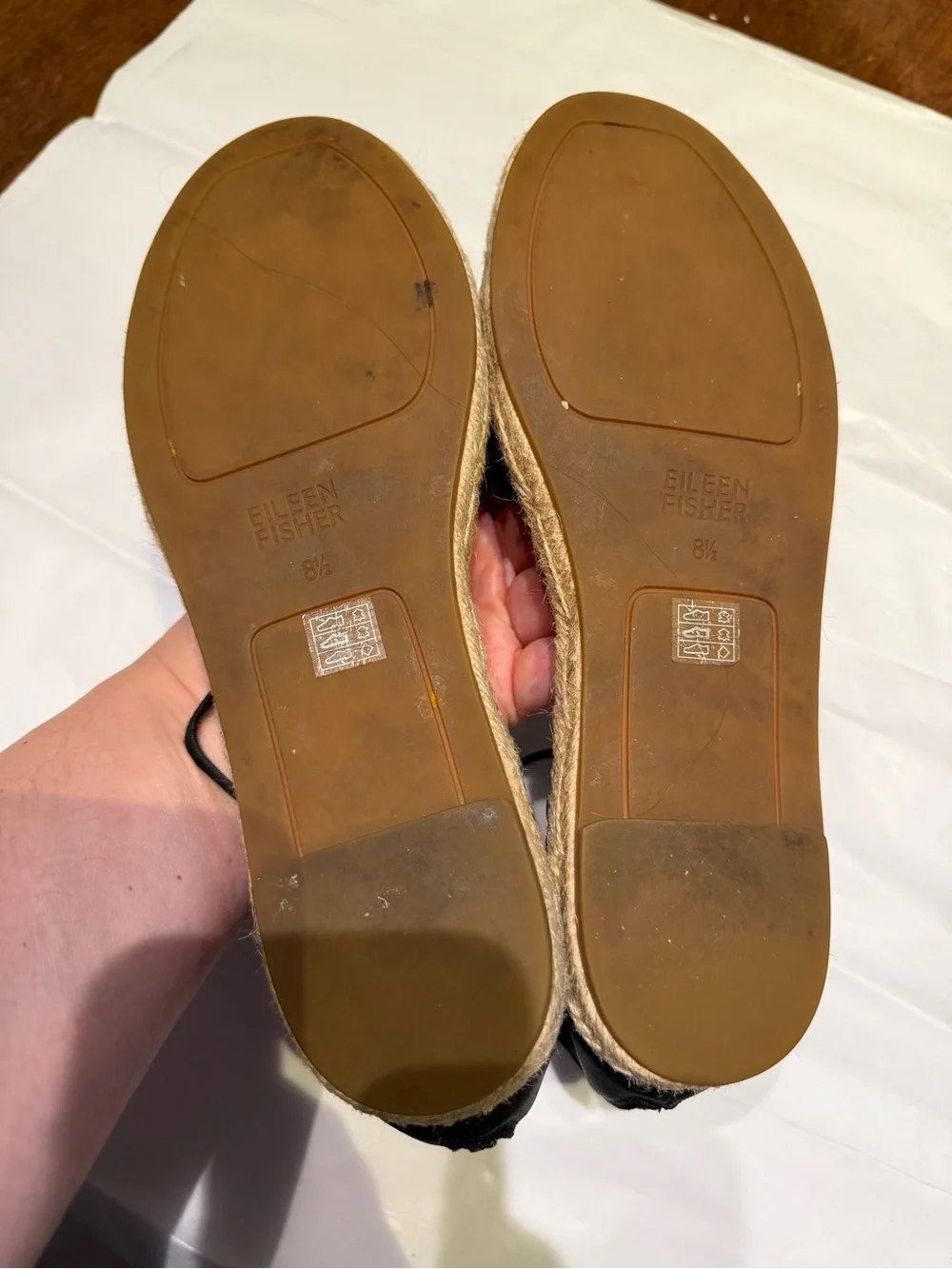 Eileen Fisher Black Lace-Up Espadrille Flats - Women's 8.5 Quiet Luxury